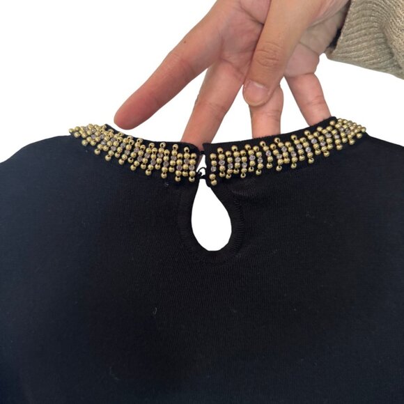 Zara black knit beaded collar short sleeve top size M - Picture 5 of 6